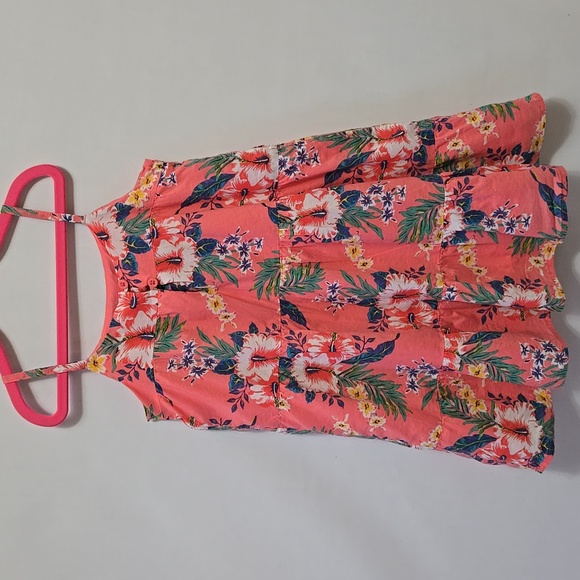 GAP Kids Girls Pink Tropical Floral Tiered Dress Size Small 6/7‎ Luau Cotton - Picture 8 of 13